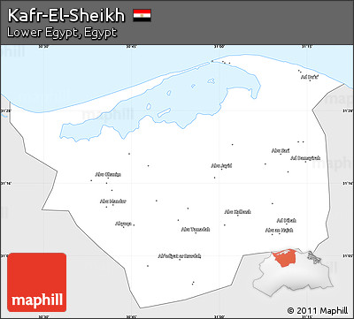 Silver Style Simple Map of Kafr-El-Sheikh, single color outside