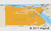 Political Shades Panoramic Map of Egypt, shaded relief outside, bathymetry sea