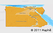 Political Shades Panoramic Map of Egypt, single color outside, bathymetry sea