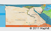 Satellite Panoramic Map of Egypt, political shades outside, satellite sea