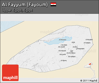 Classic Style 3D Map of Al Fayyum (Fayoum), single color outside