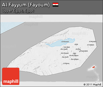 Gray 3D Map of Al Fayyum (Fayoum), single color outside