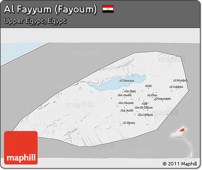 Gray 3D Map of Al Fayyum (Fayoum), single color outside