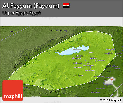 Physical 3D Map of Al Fayyum (Fayoum), darken