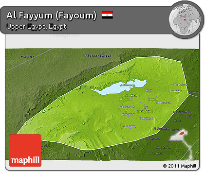 Physical 3D Map of Al Fayyum (Fayoum), darken