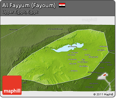 Physical 3D Map of Al Fayyum (Fayoum), darken