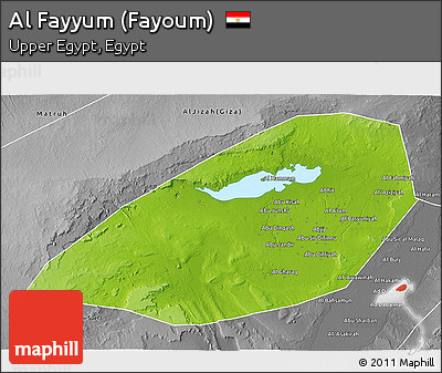 Physical 3D Map of Al Fayyum (Fayoum), desaturated