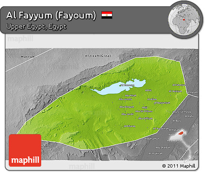 Physical 3D Map of Al Fayyum (Fayoum), desaturated
