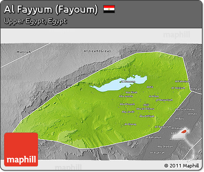 Physical 3D Map of Al Fayyum (Fayoum), desaturated