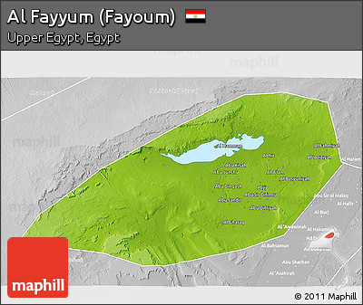 Physical 3D Map of Al Fayyum (Fayoum), lighten, desaturated