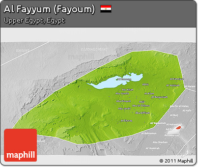 Physical 3D Map of Al Fayyum (Fayoum), lighten, desaturated