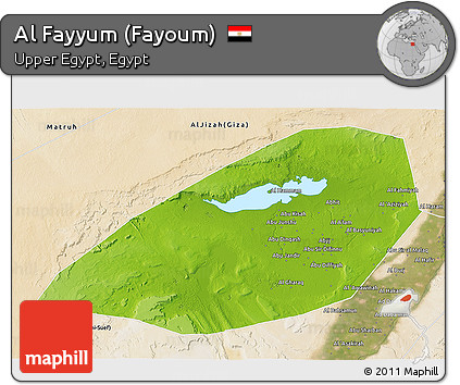 Physical 3D Map of Al Fayyum (Fayoum), satellite outside