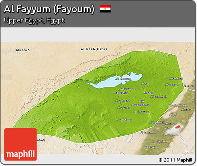 Physical 3D Map of Al Fayyum (Fayoum), satellite outside