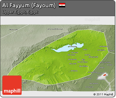Physical 3D Map of Al Fayyum (Fayoum), semi-desaturated
