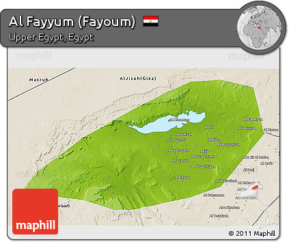 Physical 3D Map of Al Fayyum (Fayoum), shaded relief outside
