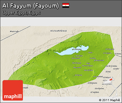 Physical 3D Map of Al Fayyum (Fayoum), shaded relief outside