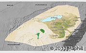 Satellite 3D Map of Al Fayyum (Fayoum), darken, desaturated