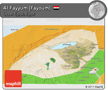 Satellite 3D Map of Al Fayyum (Fayoum), political outside