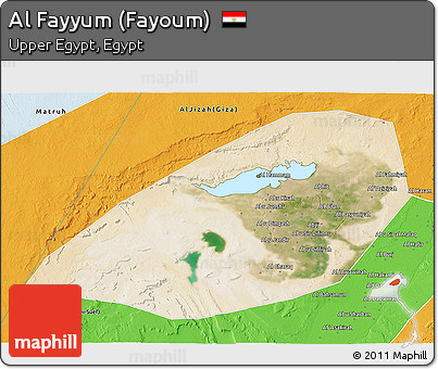 Satellite 3D Map of Al Fayyum (Fayoum), political outside