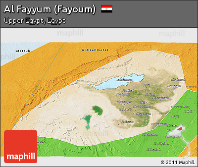 Satellite 3D Map of Al Fayyum (Fayoum), political outside