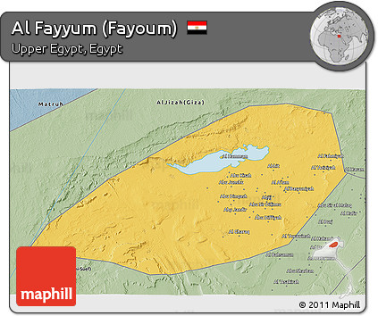 Savanna Style 3D Map of Al Fayyum (Fayoum)