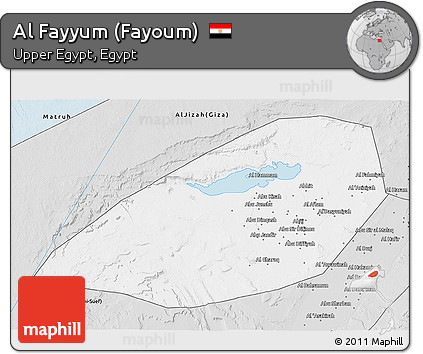 Silver Style 3D Map of Al Fayyum (Fayoum)