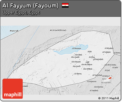 Silver Style 3D Map of Al Fayyum (Fayoum)