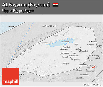 Silver Style 3D Map of Al Fayyum (Fayoum)