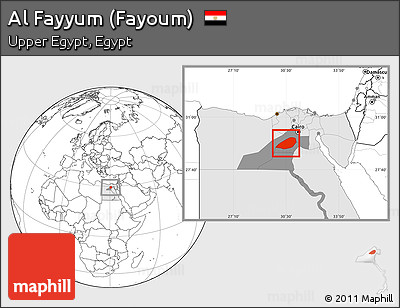 Blank Location Map of Al Fayyum (Fayoum), highlighted country, highlighted parent region
