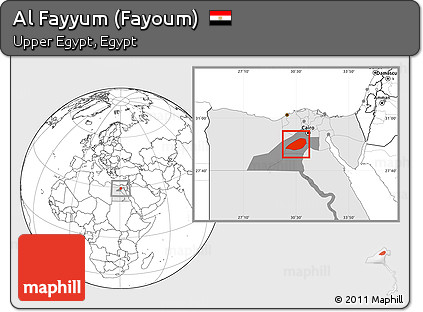 Blank Location Map of Al Fayyum (Fayoum), highlighted country, highlighted parent region