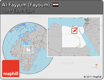 Gray Location Map of Al Fayyum (Fayoum), highlighted country, within the entire country