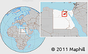Gray Location Map of Al Fayyum (Fayoum), highlighted country, within the entire country