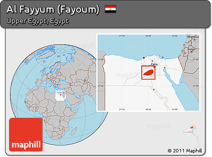 Gray Location Map of Al Fayyum (Fayoum), highlighted country