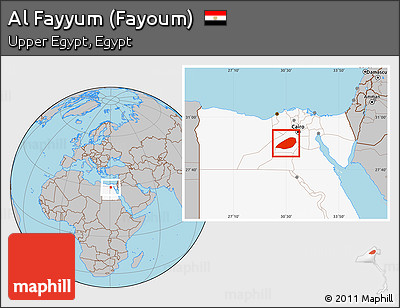Gray Location Map of Al Fayyum (Fayoum), highlighted country