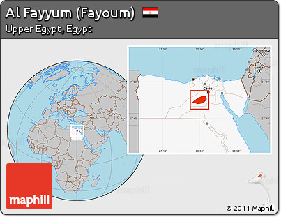 Gray Location Map of Al Fayyum (Fayoum), highlighted country