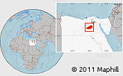 Gray Location Map of Al Fayyum (Fayoum), highlighted country, hill shading