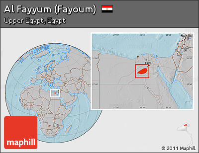 Gray Location Map of Al Fayyum (Fayoum), hill shading