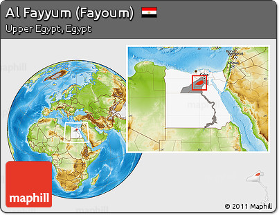 Physical Location Map of Al Fayyum (Fayoum), highlighted country, highlighted parent region, within the entire country