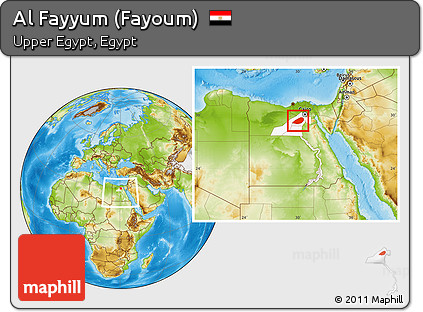 Physical Location Map of Al Fayyum (Fayoum), highlighted parent region, within the entire country