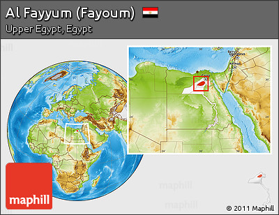 Physical Location Map of Al Fayyum (Fayoum), highlighted parent region, within the entire country