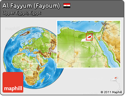 Physical Location Map of Al Fayyum (Fayoum), highlighted parent region, within the entire country