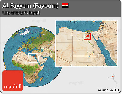 Satellite Location Map of Al Fayyum (Fayoum), within the entire country