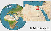 Satellite Location Map of Al Fayyum (Fayoum), within the entire country