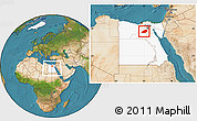 Satellite Location Map of Al Fayyum (Fayoum), highlighted country, within the entire country