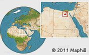 Satellite Location Map of Al Fayyum (Fayoum), highlighted parent region, within the entire country
