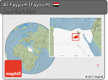 Savanna Style Location Map of Al Fayyum (Fayoum), highlighted country, hill shading