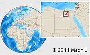 Shaded Relief Location Map of Al Fayyum (Fayoum), highlighted parent region, within the entire country