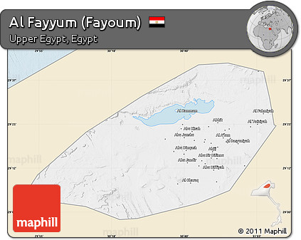 Classic Style Map of Al Fayyum (Fayoum), single color outside