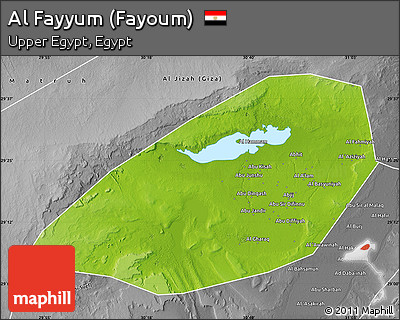 Physical Map of Al Fayyum (Fayoum), desaturated