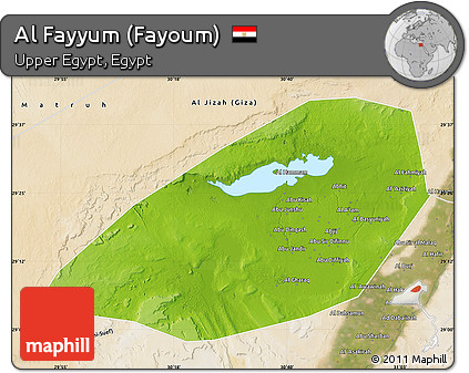 Physical Map of Al Fayyum (Fayoum), satellite outside